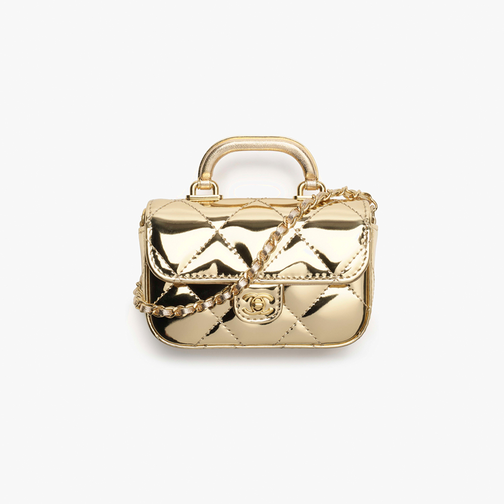 NIGO Chanel Small Clutch With Chain Mirror Calfskin Metal #nigo375531
