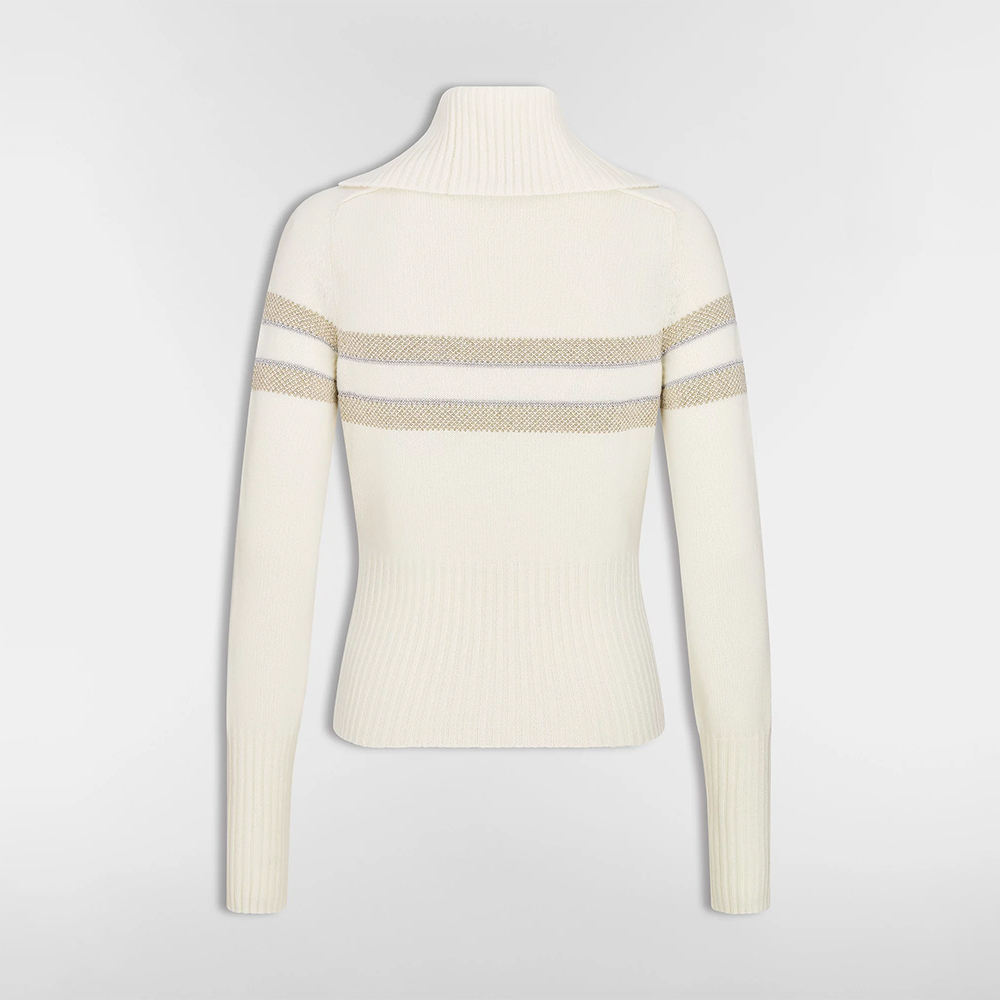 NIGO DIOR DiorAlps Mock Neck Sweater Ecru Virgin Wool Cashmere Blend Knit with Gold Tone Dior Star Motif #nigo375804 - 2