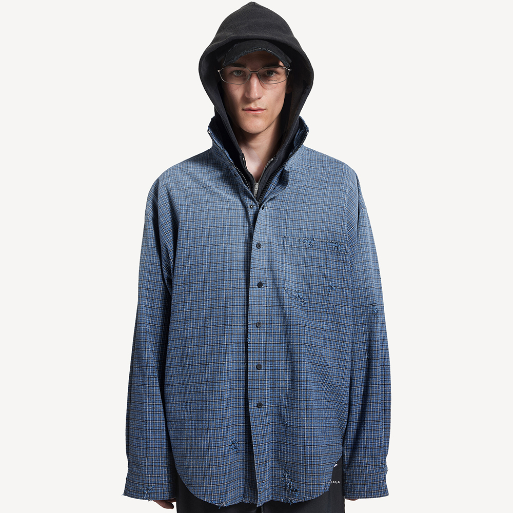 NIGO Balenciaga Men's Zip-up Shirt in Blue #nigo375912