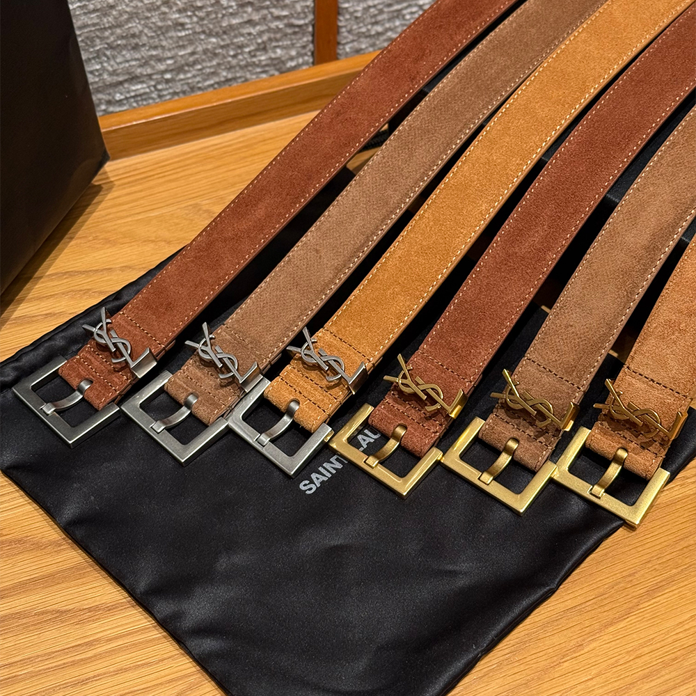 NIGO Saint Laurent Cassandre Belt With Square Buckle in Suede #nigo375917