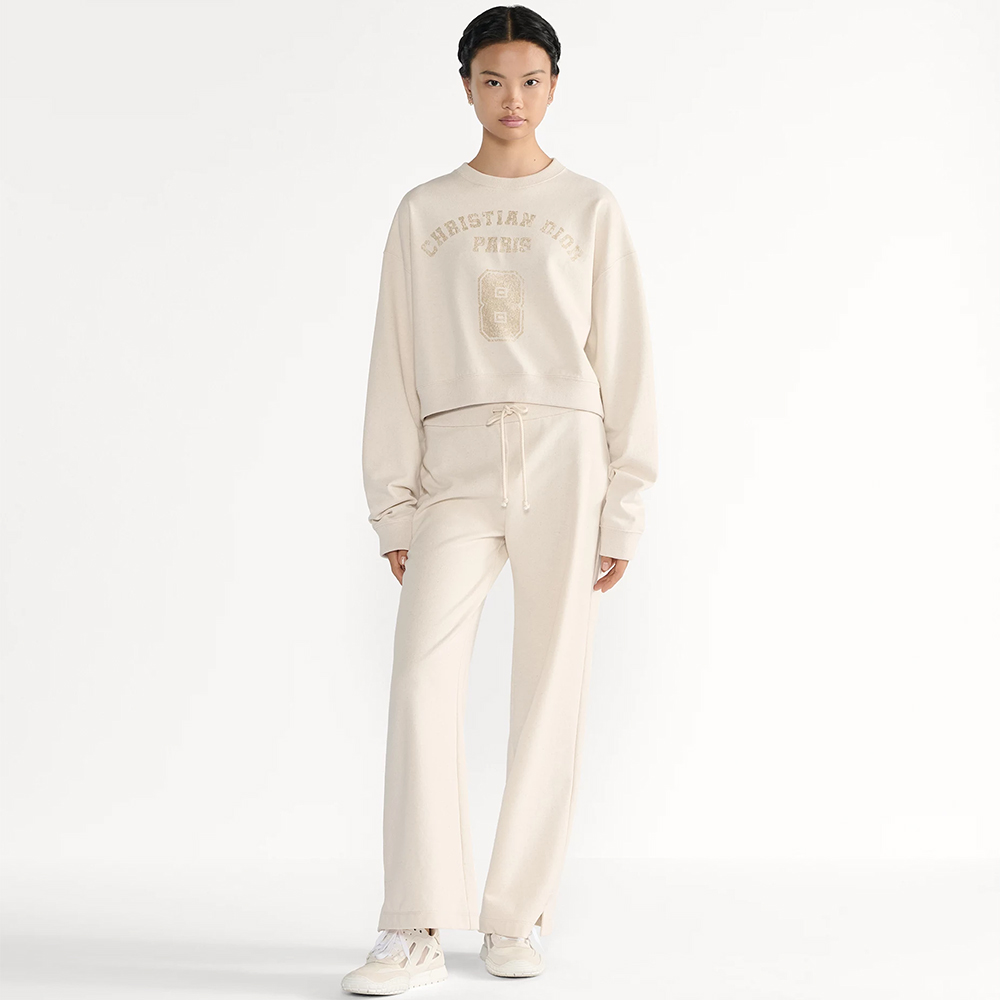 NIGO DIOR Cropped Sweatshirt Beige Cotton Jersey #nigo376144