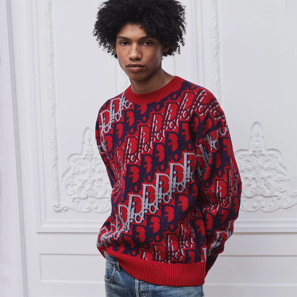 NIGO DIOR Dior Oblique Sweater Red Wool Jacquard #nigo375646