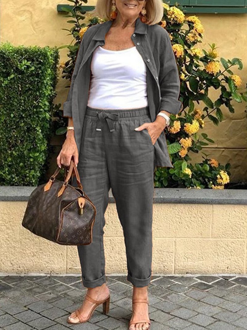 Lapel Shirt Pocket Trousers Suit