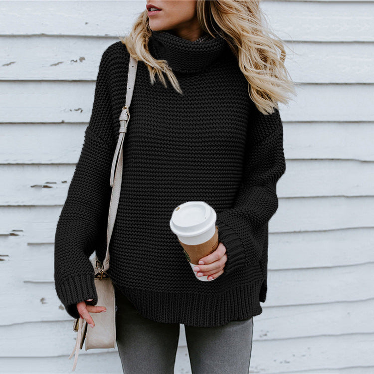 Women's Solid Turtleneck Sweater Top