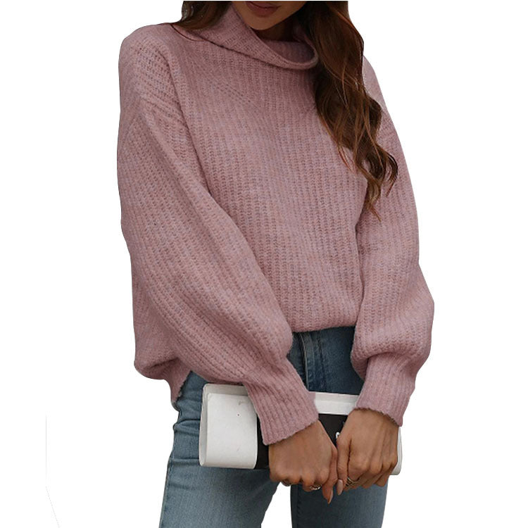 Women's Solid Long Sleeve Turtleneck Sweater