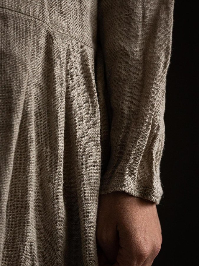 Women's Round Neck Single Breasted Dress