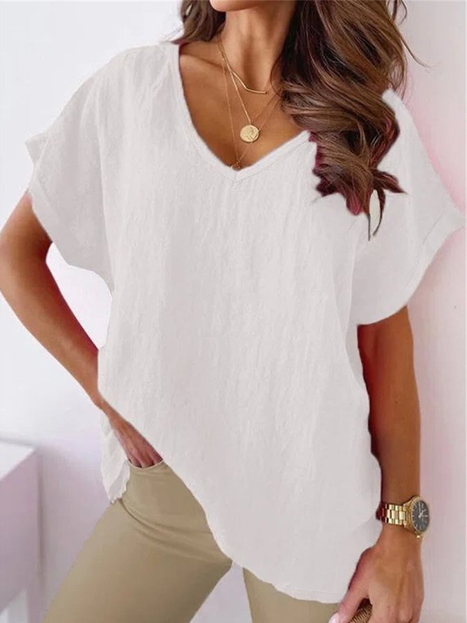 women's cotton linen loose casual top