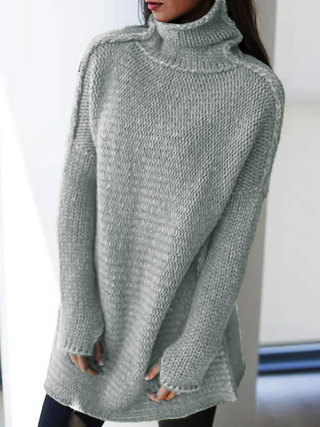 Turtleneck Knitted Long Sleeve Sweaters Plus Size Pullovers Jumpers