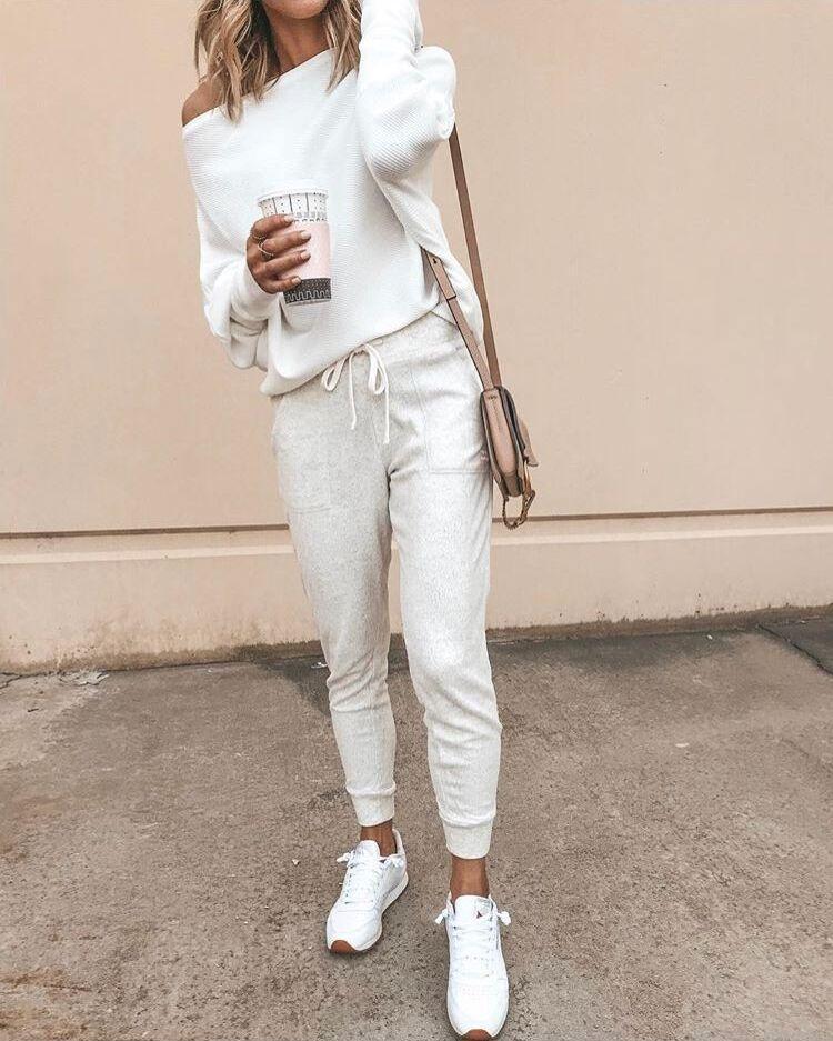 Oblique Neckline Solid Loose Regular Sweaters