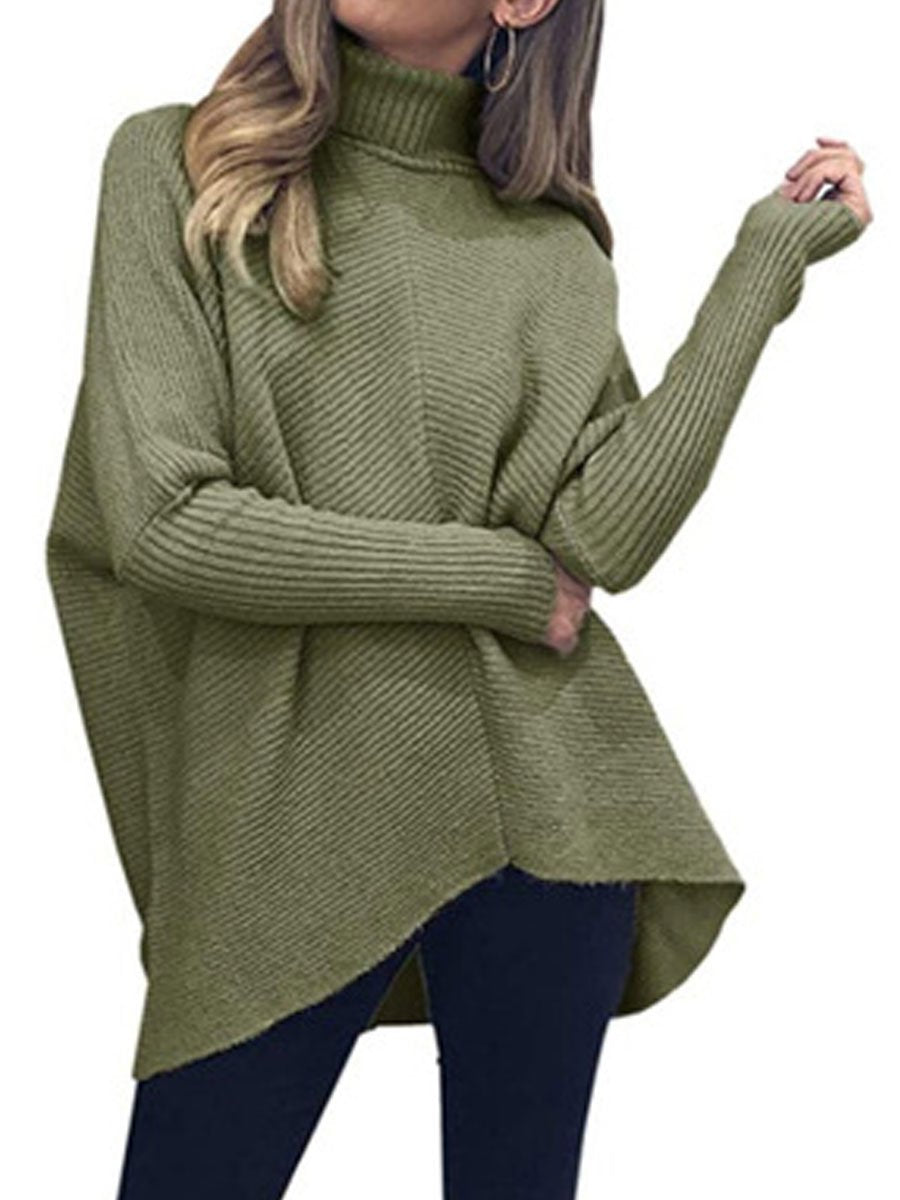 Turtleneck bat sleeve knitted sweater