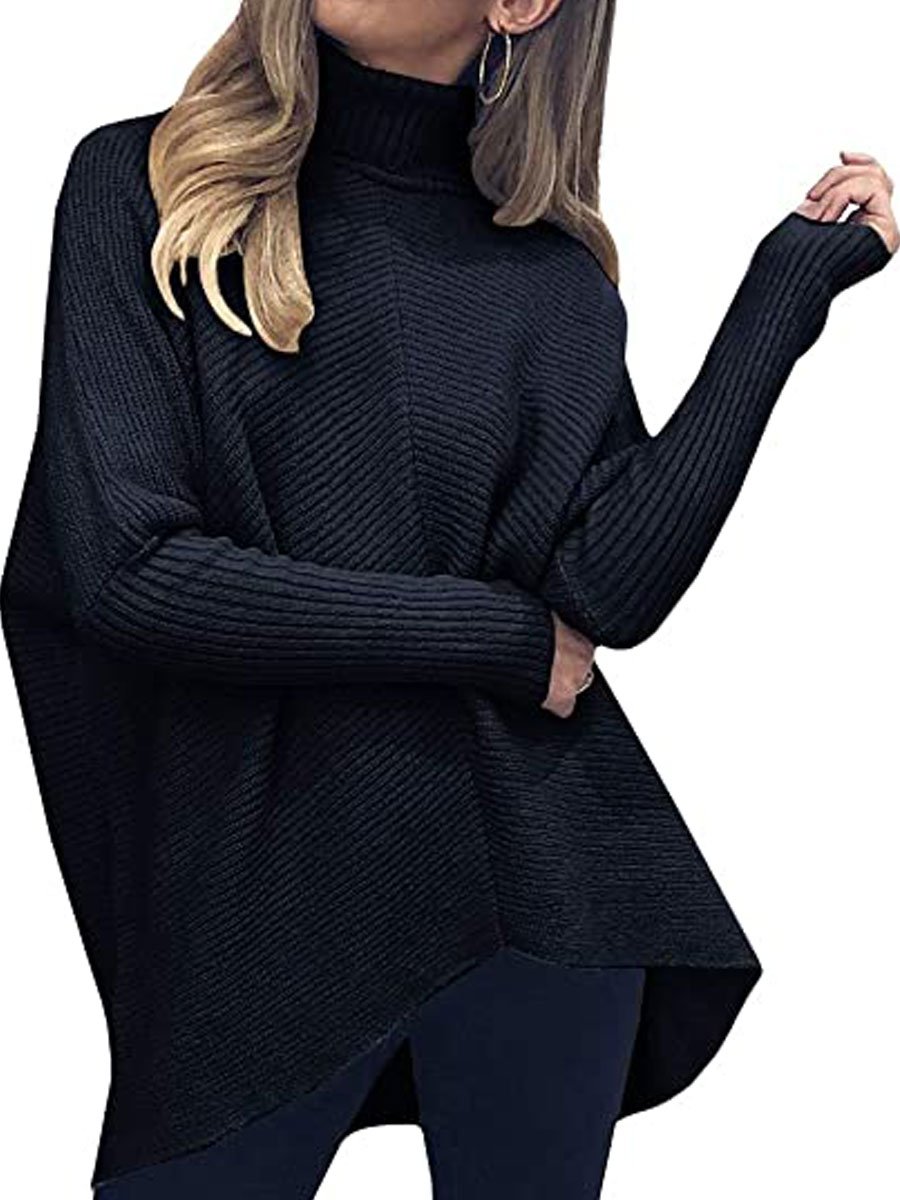 Turtleneck bat sleeve knitted sweater