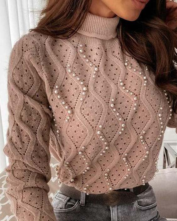 Women's Long Sleeve Plain Sweater