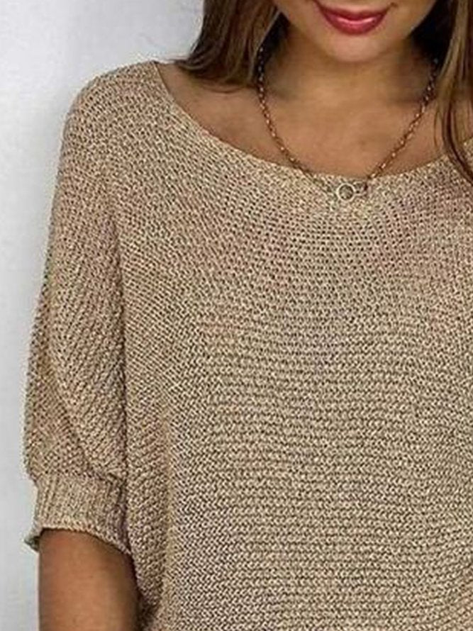 Women's Solid Loosen Pullover Knitted Sweater