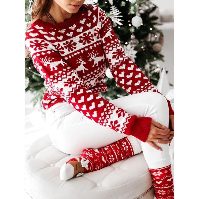 Women's Jumpers Christmas Snowflake Reindeer Sweater
