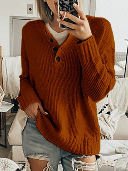 Beige Long Sleeve Casual Sweater