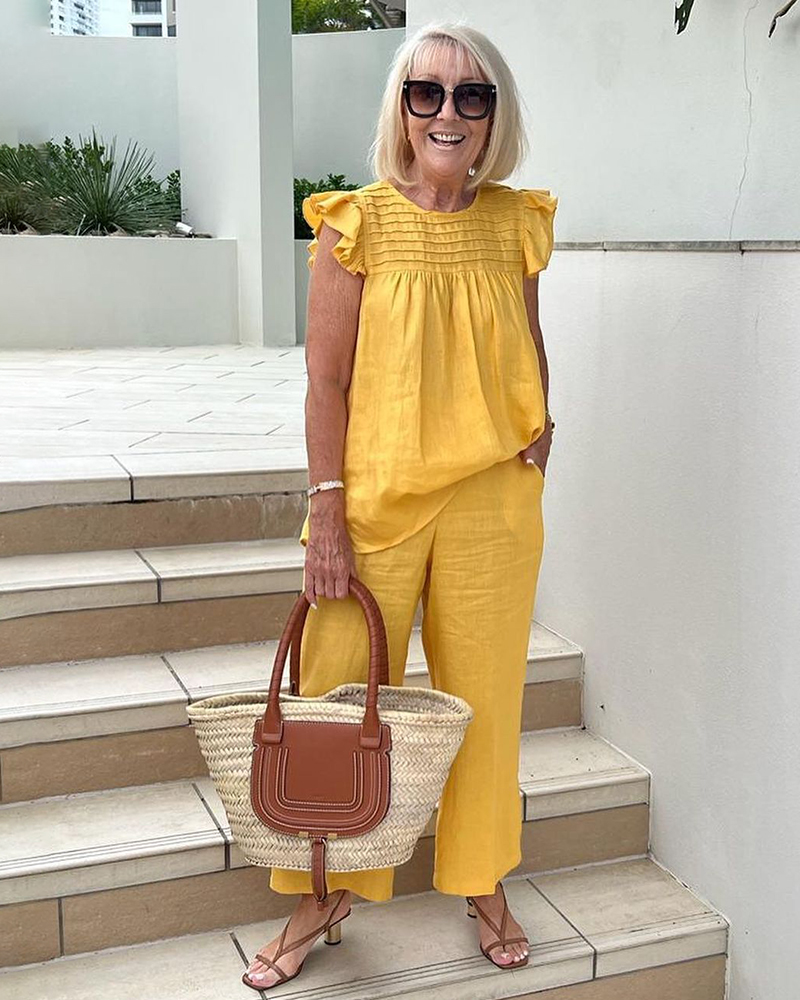 Ruffle Stitching Loose Linen Suit