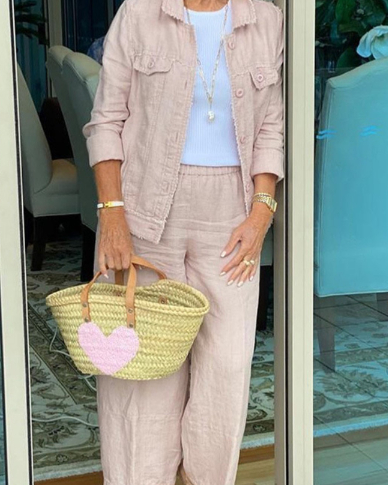 Long Sleeve Cardigan Top Two-Piece Pants Pack