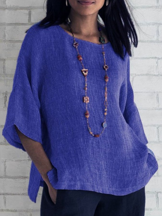 Women's 3/4 Sleeve Crew Neck Casual Shirt