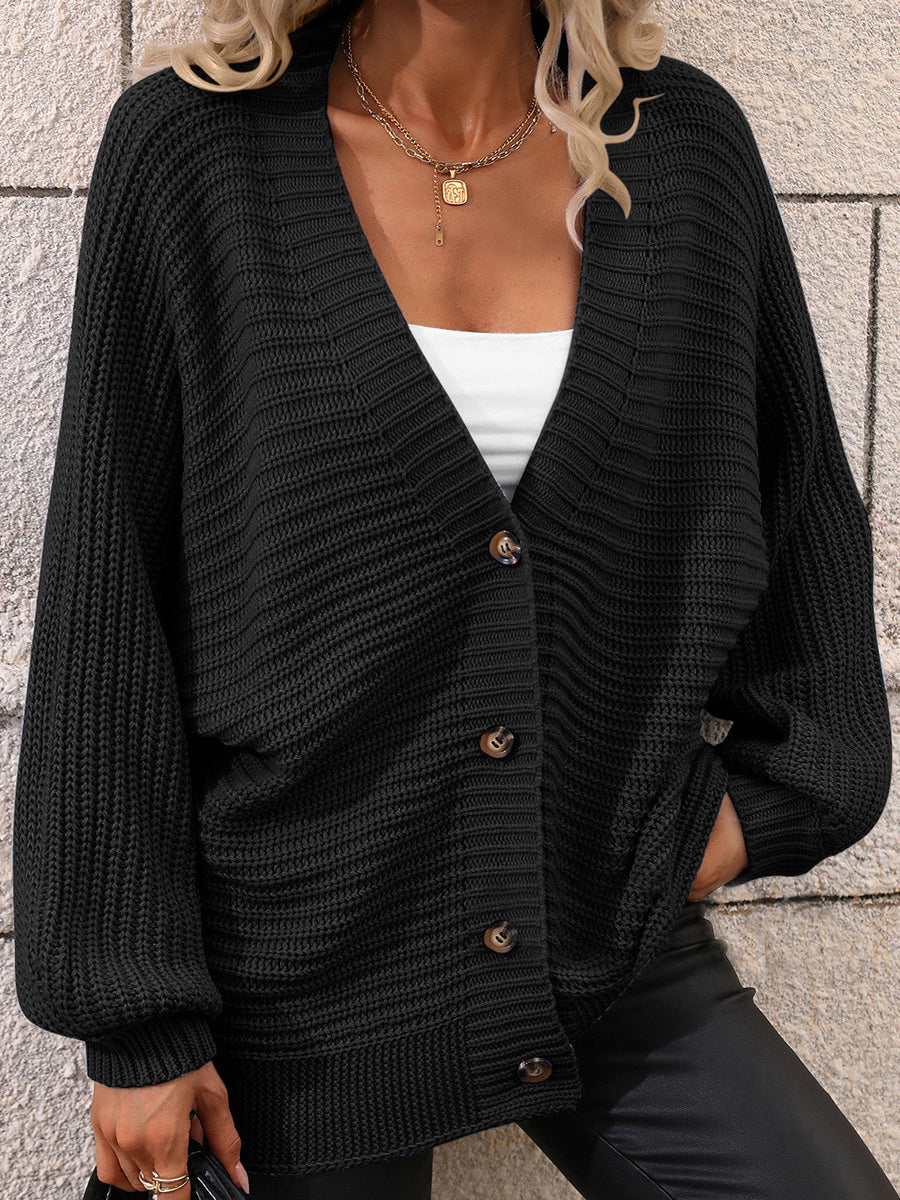 Casual Loose Solid Color Sweater Cardigan