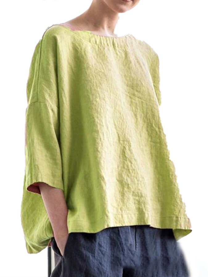 Women's Simple Round Neck Loose Top
