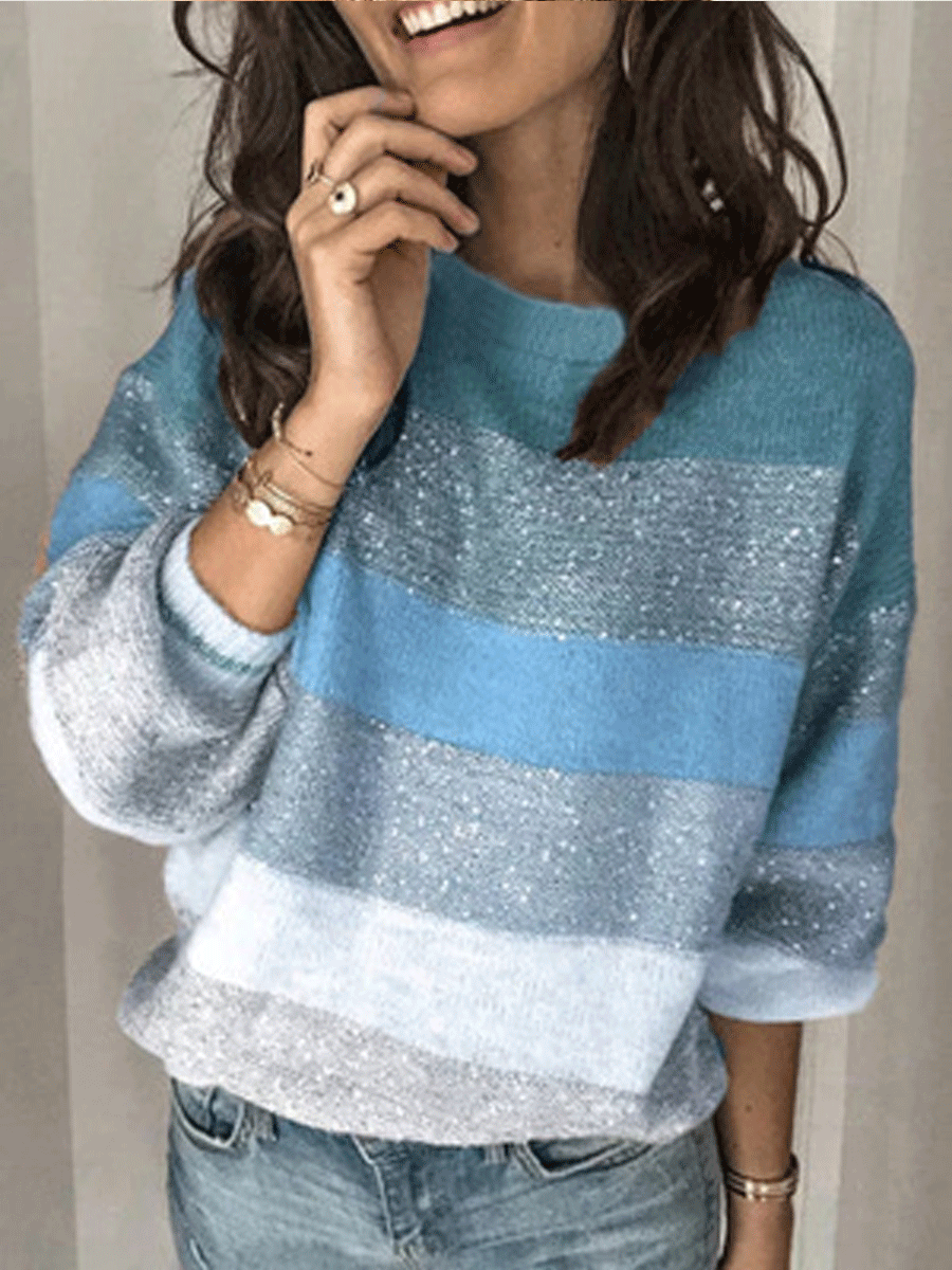 Multicolor Stitching Knitted Sweater