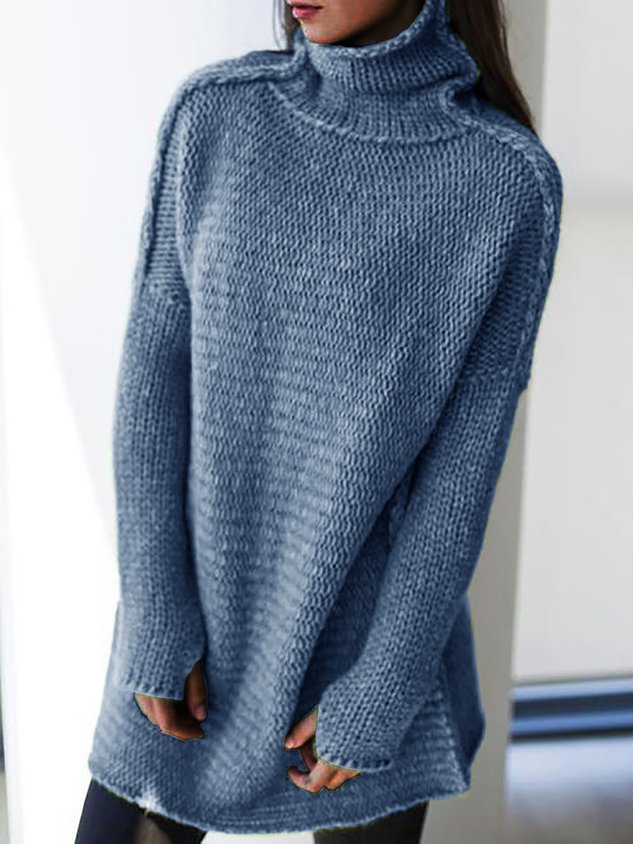 Turtleneck Knitted Long Sleeve Sweaters Plus Size Pullovers Jumpers