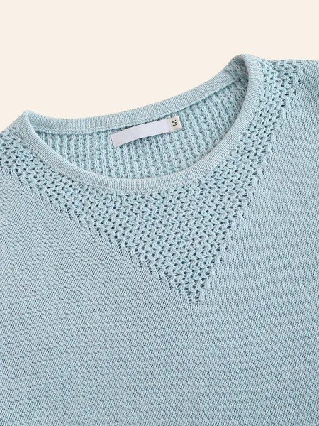 Gray Shift Geometric Cotton-Blend Casual Sweater
