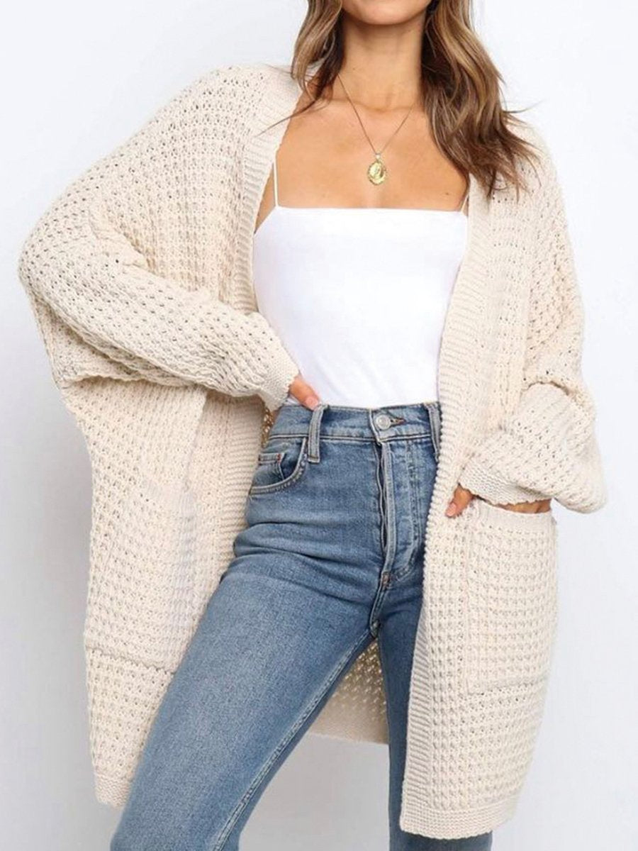 Loose Solid Color Knitted Cardigan