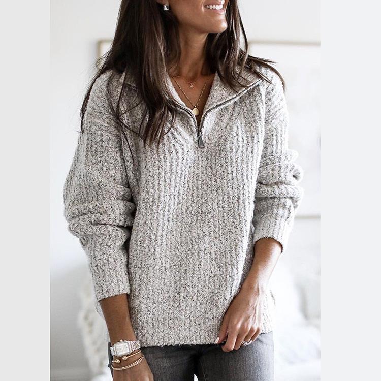 Zip pullover long sleeve sweater