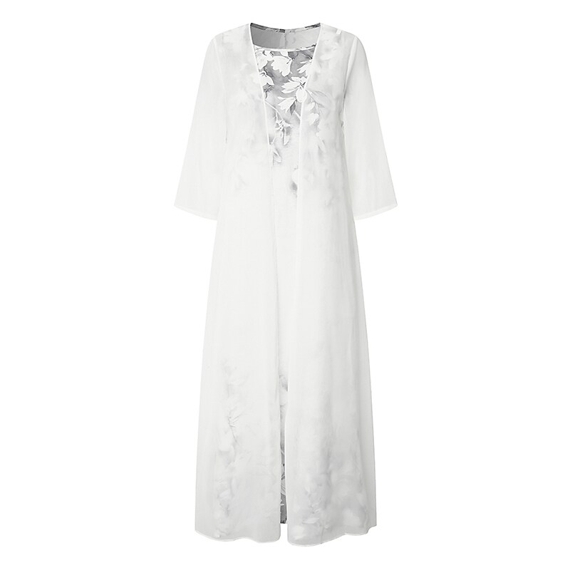 Women's Dress Set Two Piece Dress Midi Dress Green Blue Purple Pink White Long Sleeve Floral Ruched Print Fall Spring Crew Neck Elegant Casual Classic Fall Dress 2022 S M L XL XXL 3XL / Winter Dress