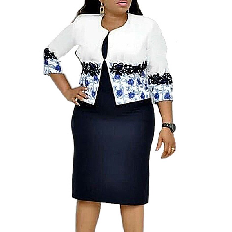 Women's Plus Size Party Dress Floral Crew Neck Print 3/4 Length Sleeve Dress