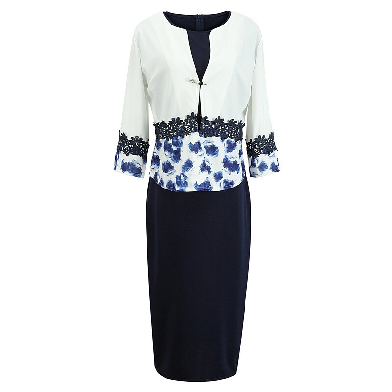 Women's Plus Size Party Dress Floral Crew Neck Print 3/4 Length Sleeve Dress