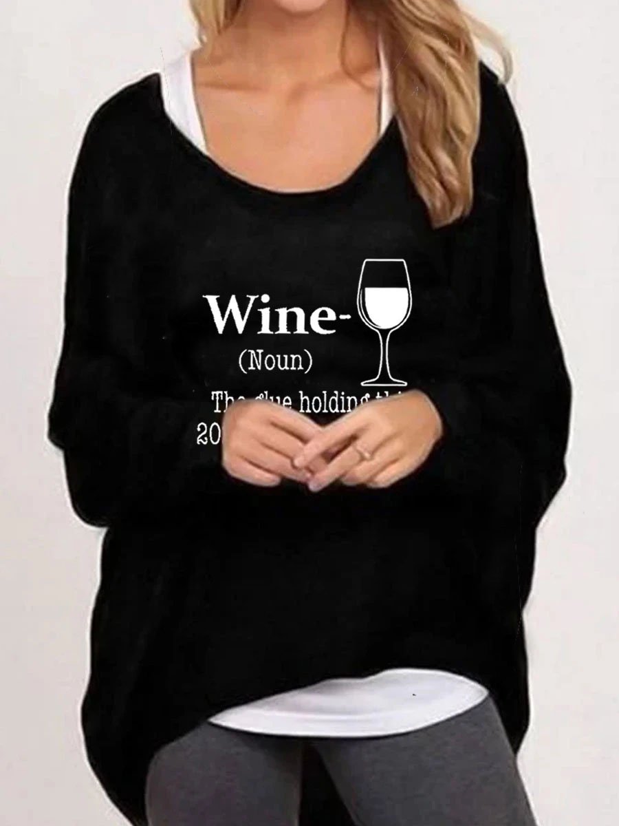 WINE Crew Neck Asymmetric Sweater