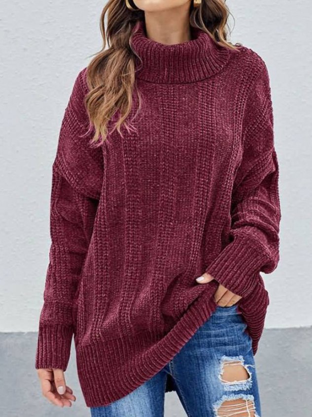 Casual Plus Size Turtleneck Kintting Sweater