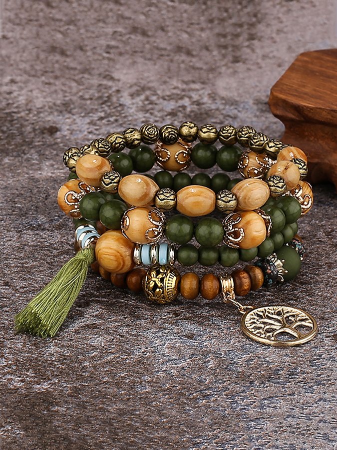 Women's Bohemian Multilayer Wood Bead Bracelet
