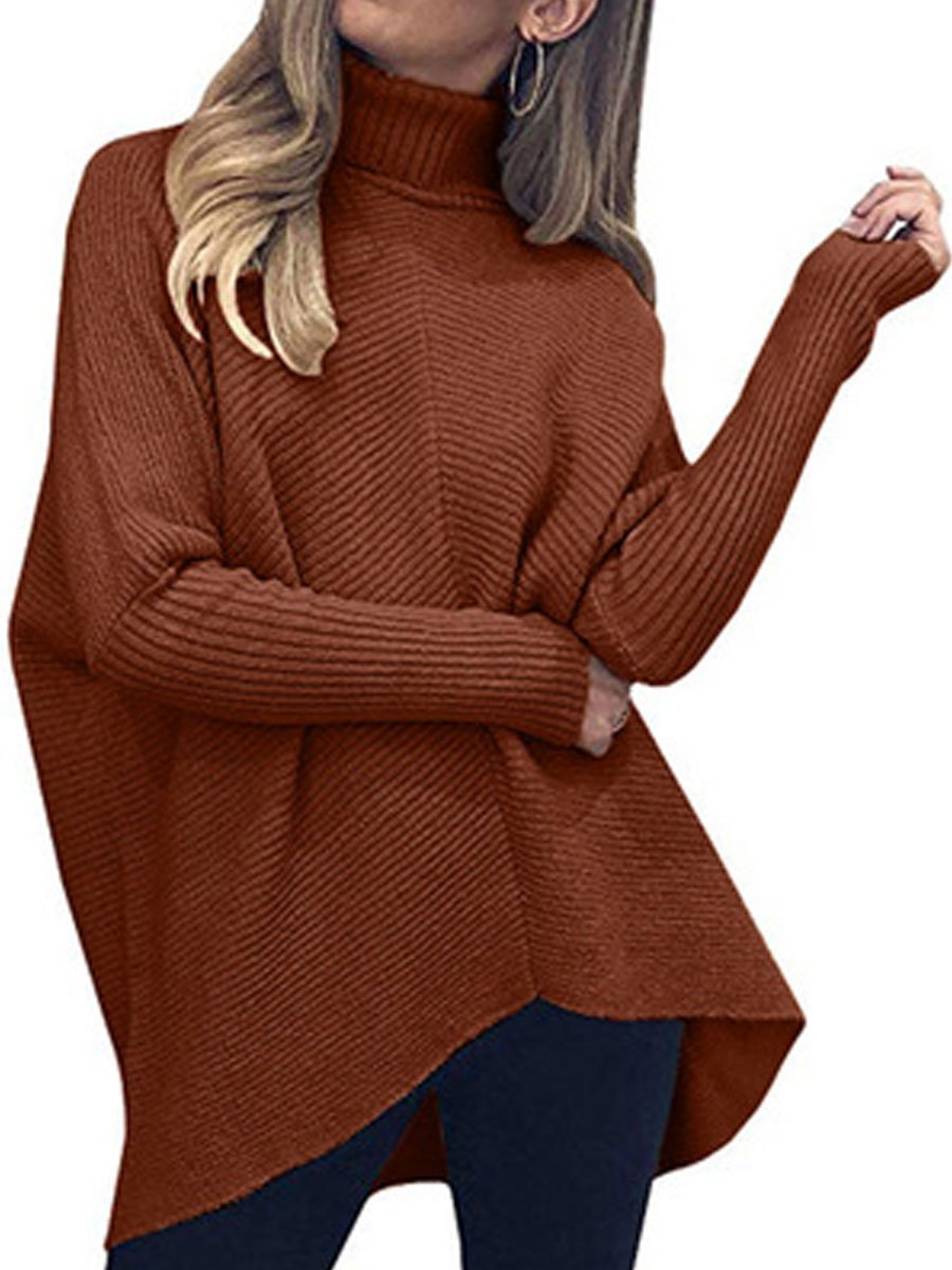 Turtleneck bat sleeve knitted sweater