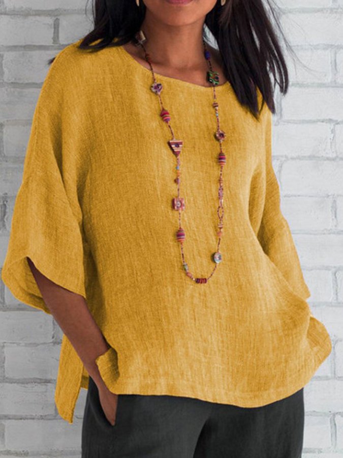 Women's 3/4 Sleeve Crew Neck Casual Shirt