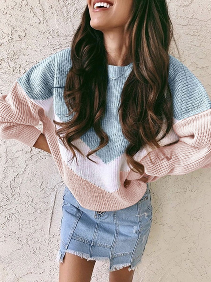 Color block loose sweater