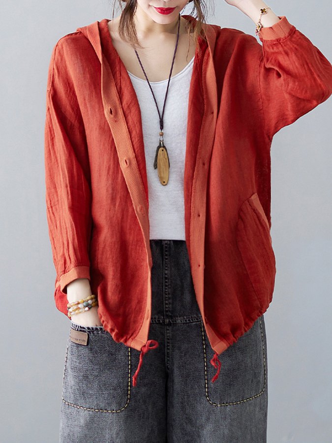 Women's Loose Casual Ramie Long Sleeve Shirt