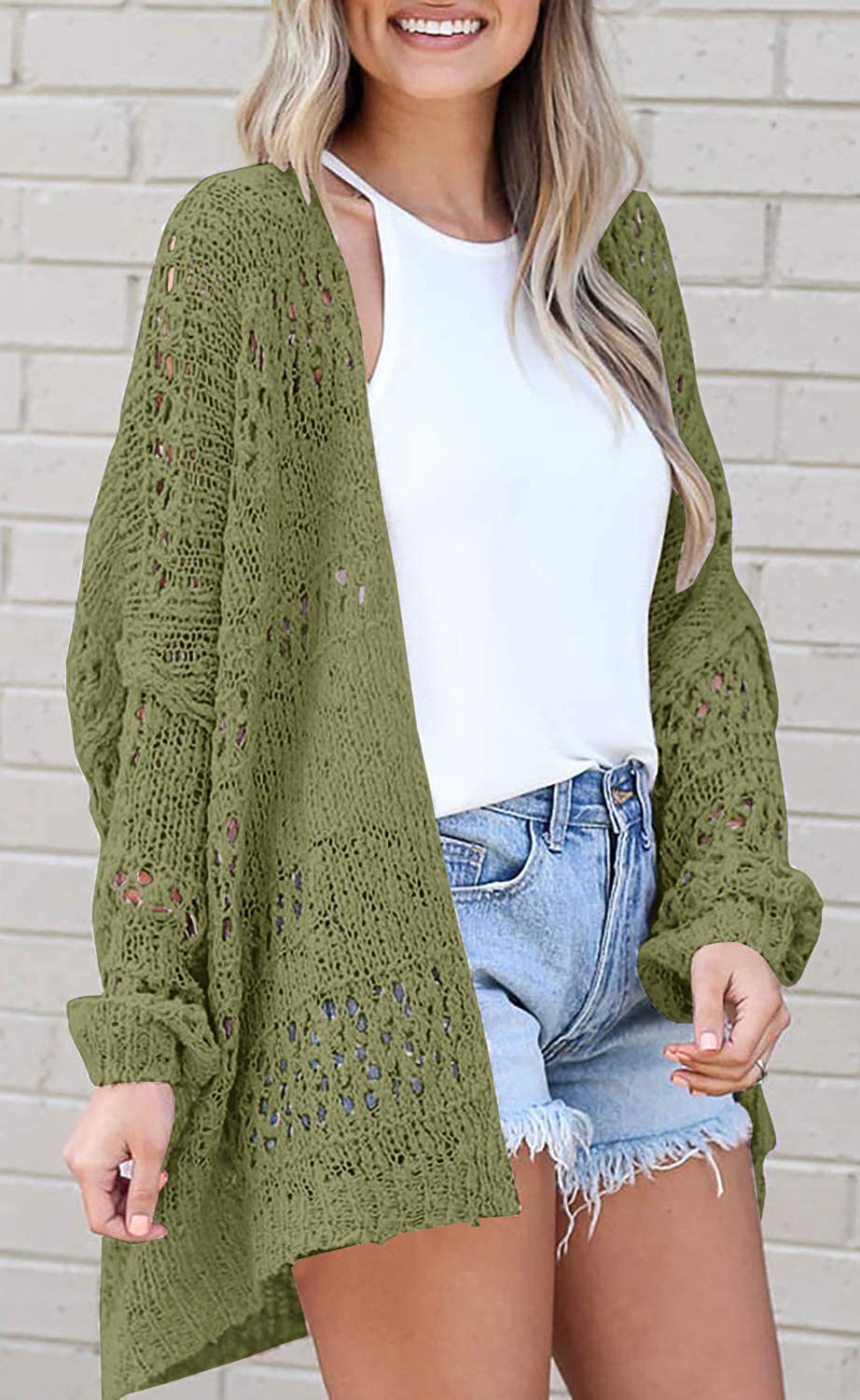 Women's Solid Cutout Cardigan Sweater