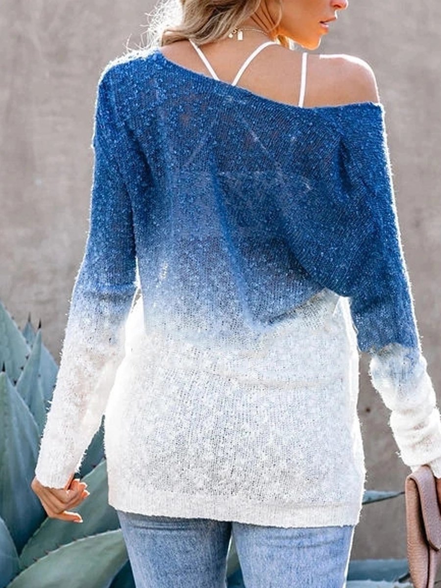 V-Nneck Spray-Dyed Knitted Sweater