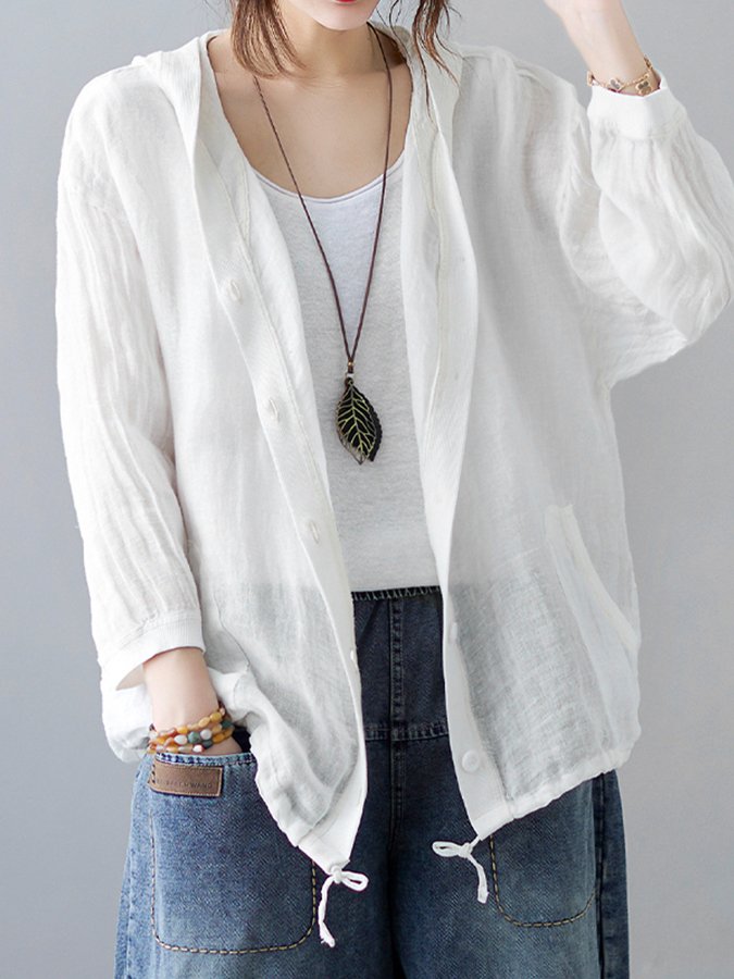 Women's Loose Casual Ramie Long Sleeve Shirt