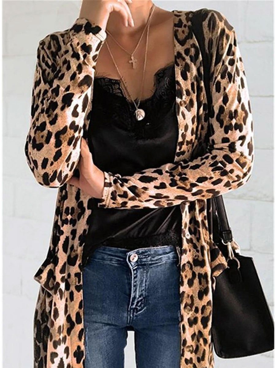 Long Sleeves Leopard Cardigan