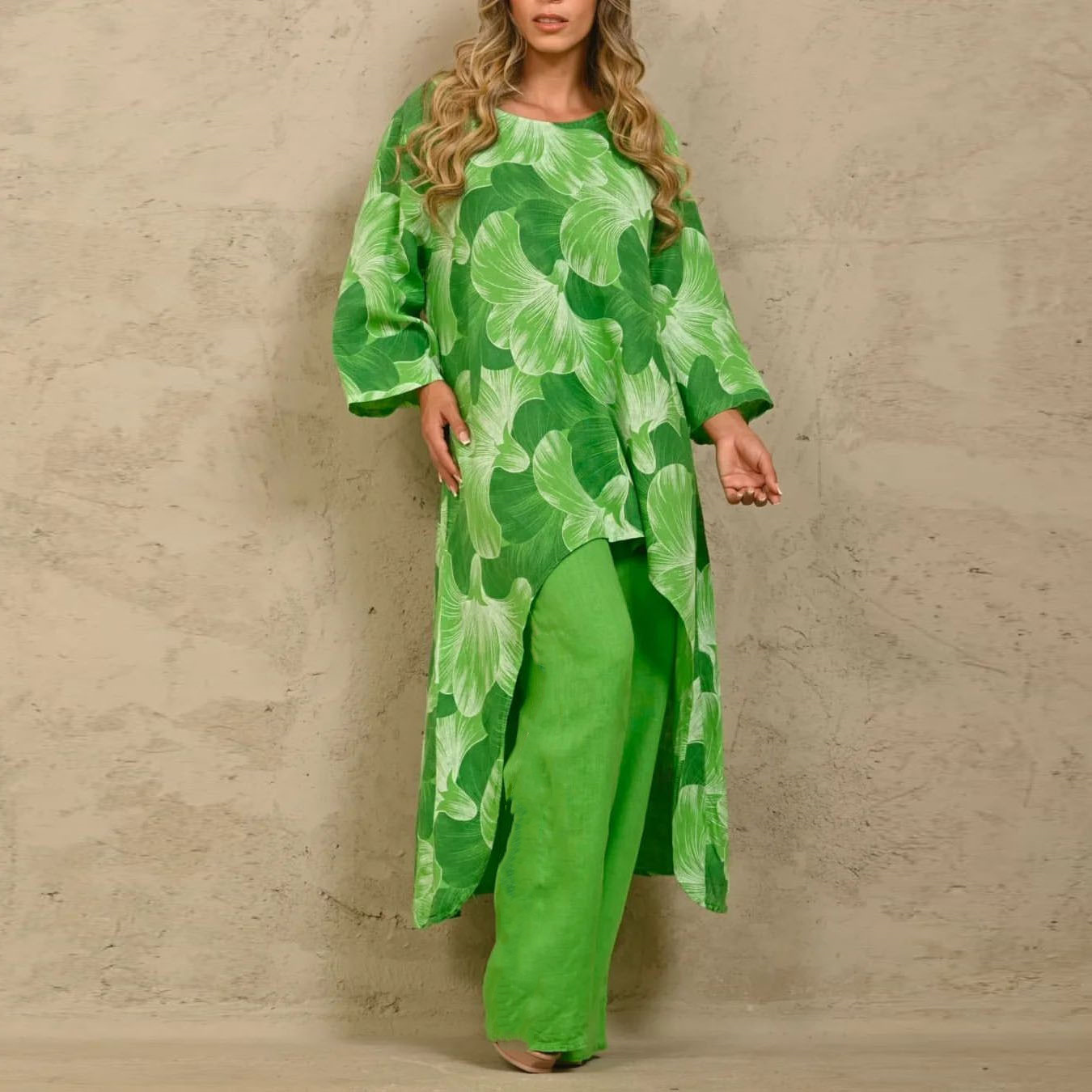 Casual Loose plus Size Print Irregular Long Sleeve Suit