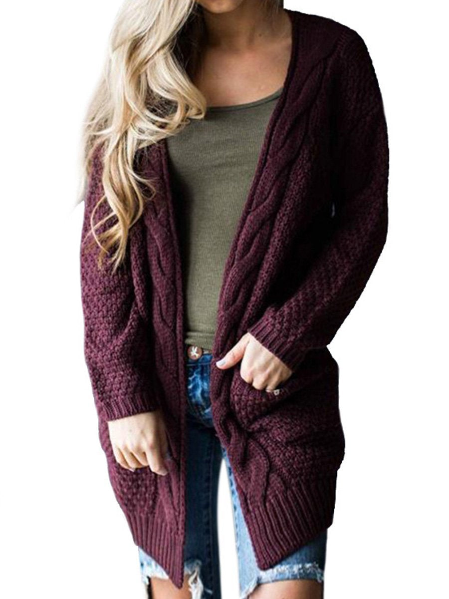 Solid Color Knitting Sweater Cardigan