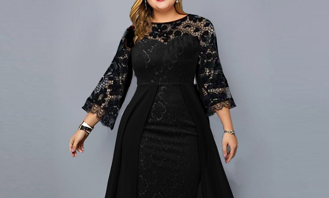 Women's Plus Size A Line Dress Midi Dress