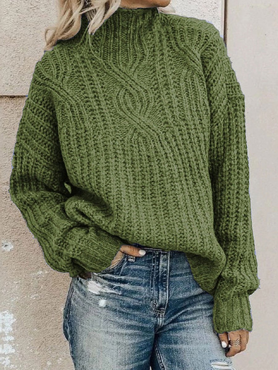 Turtleneck Twist Knitted Pullover Sweater