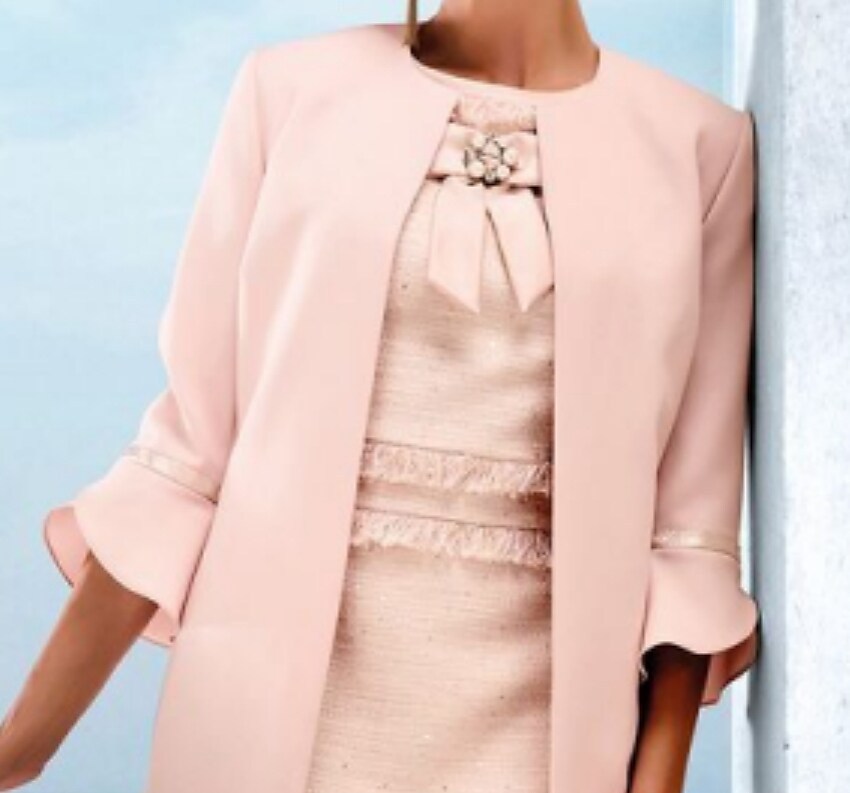 Women's Shift Dress 3/4 Length Sleeve Pure Color Layered Dress