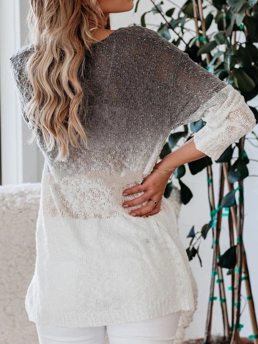 V-Nneck Spray-Dyed Knitted Sweater