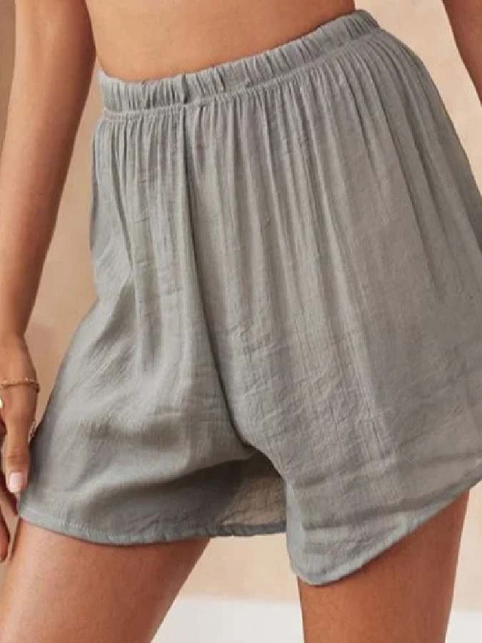 Women's Cotton Linen Elastic Casual Shorts